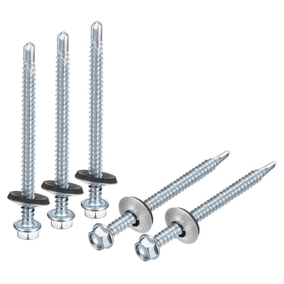 Harfington Uxcell #12 x 2-61/64" Self Drilling Screws, 25pcs Roofing Screws with EPDM Washer