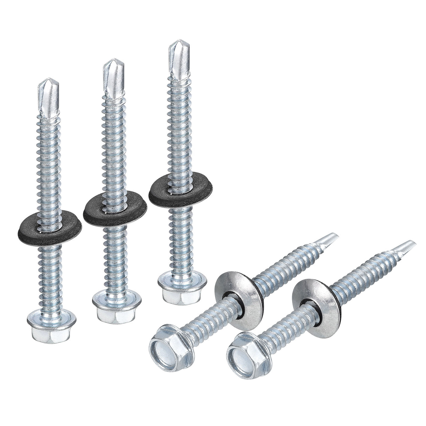 uxcell Uxcell #14 x 2-1/2" Self Drilling Screws, 100pcs Roofing Screws with EPDM Washer