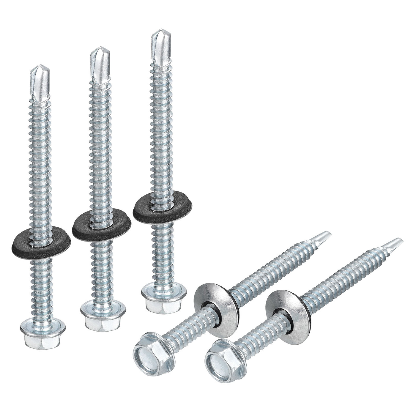 uxcell Uxcell #14 x 2-61/64" Self Drilling Screws, 100pcs Roofing Screws with EPDM Washer