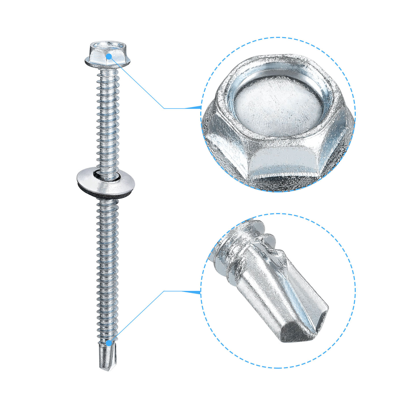 uxcell Uxcell #14 x 3-9/16" Self Drilling Screws, 25pcs Roofing Screws with EPDM Washer