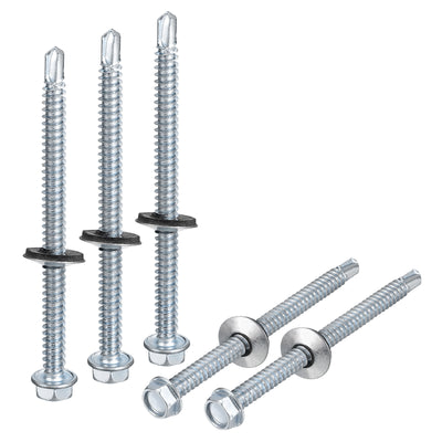 Harfington Uxcell #14 x 3-9/16" Self Drilling Screws, 100pcs Roofing Screws with EPDM Washer