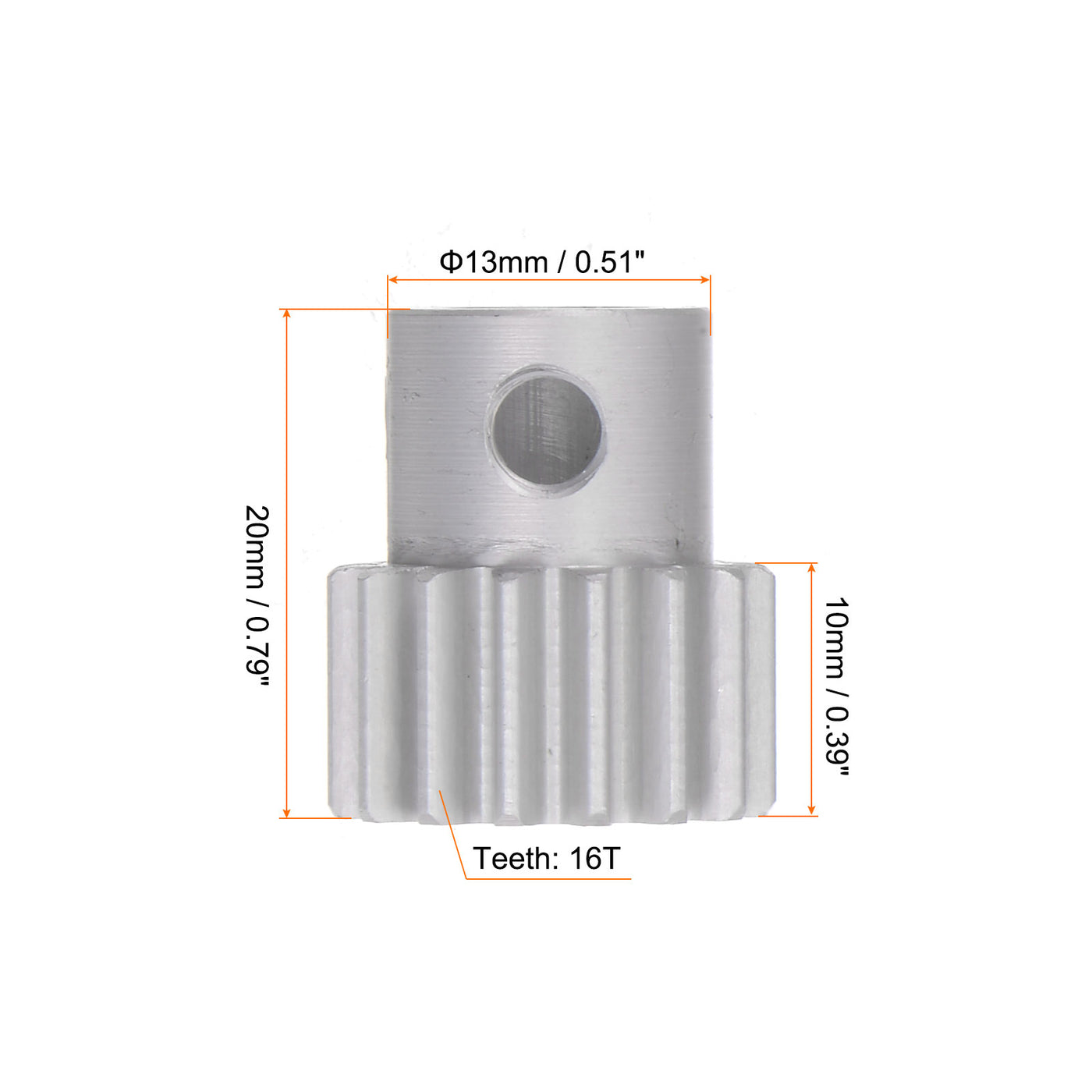 Harfington Step Spur Gear 8mm Inner Hole Pinion Gear 16T Mod 1 Aluminum Alloy Motor Gear