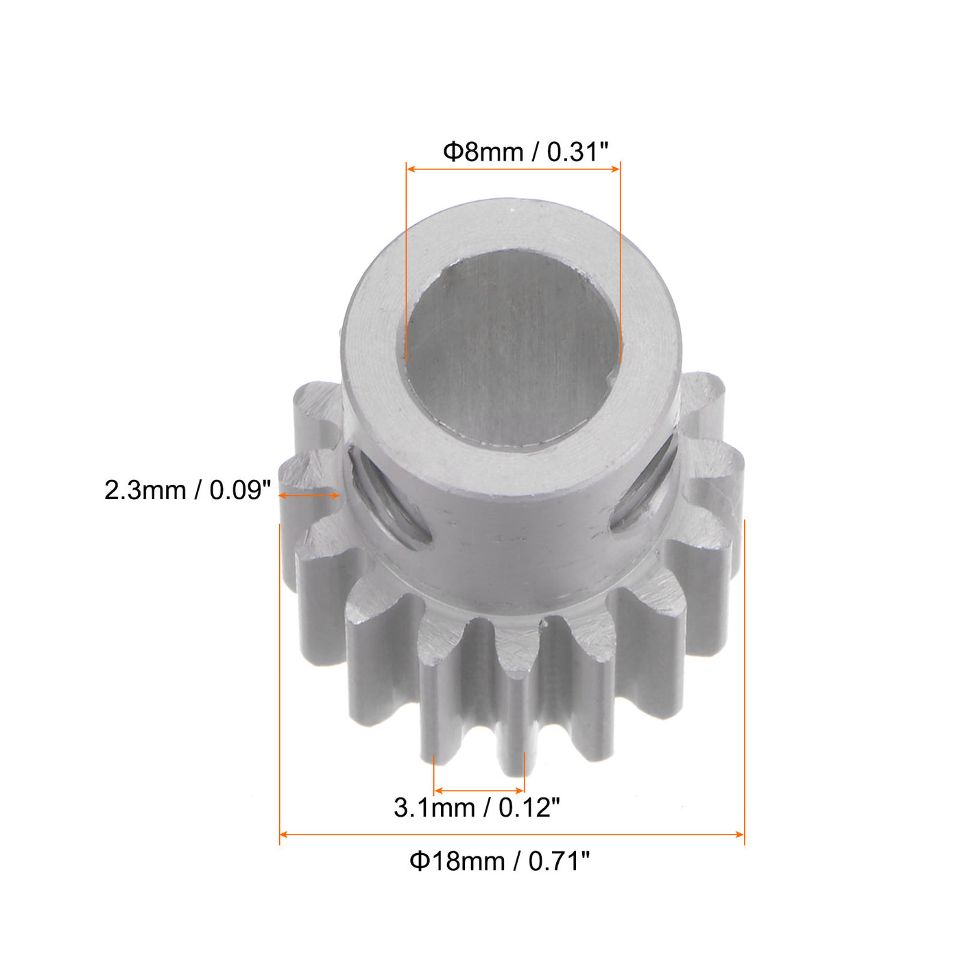 Harfington Step Spur Gear 8mm Inner Hole Pinion Gear 16T Mod 1 Aluminum Alloy Motor Gear