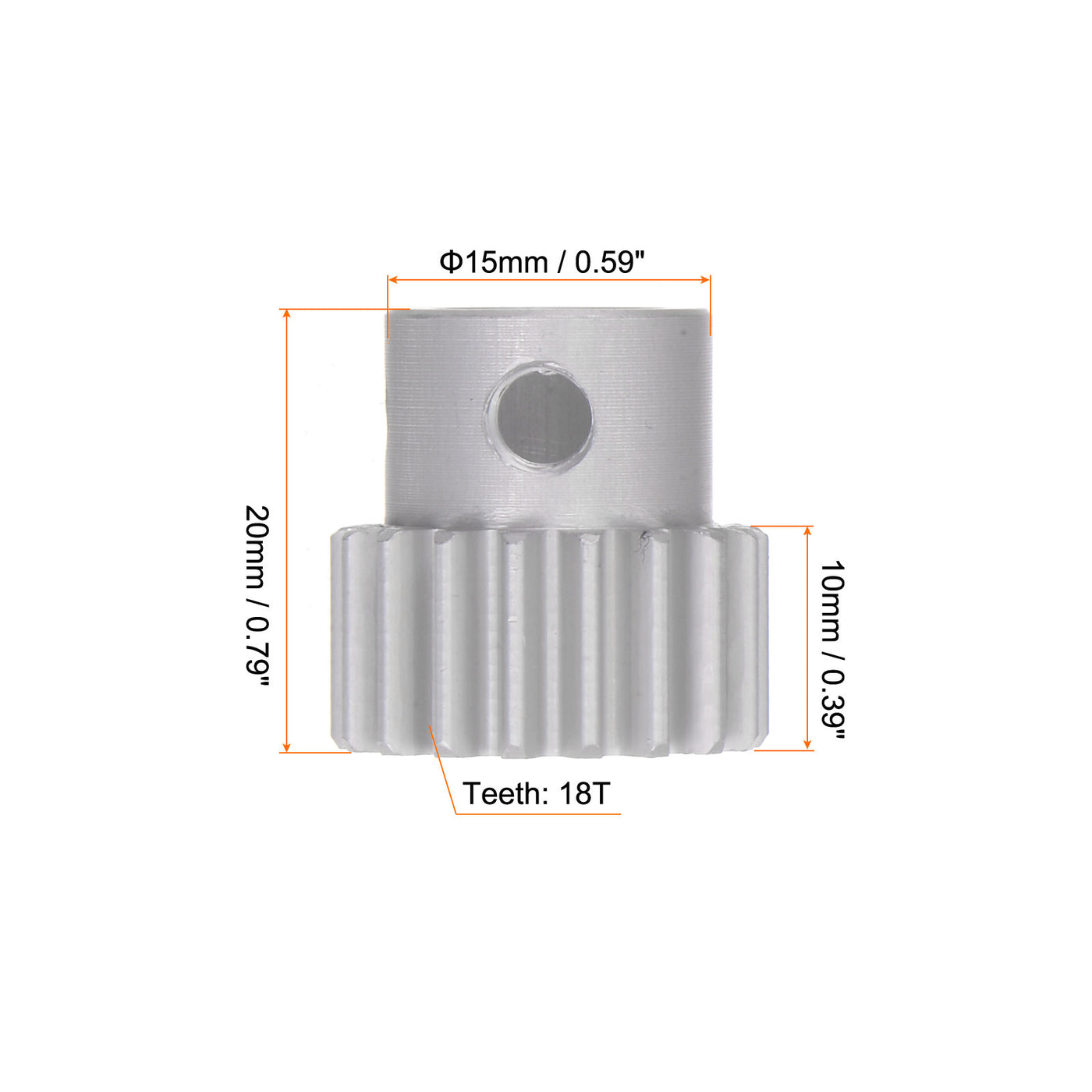 Harfington Step Spur Gear 8mm Inner Hole Pinion Gear 18T Mod 1 Aluminum Alloy Motor Gear