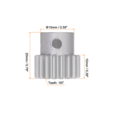 Harfington Step Spur Gear 8mm Inner Hole Pinion Gear 18T Mod 1 Aluminum Alloy Motor Gear