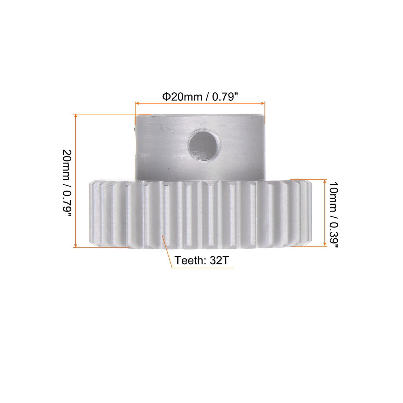 Harfington Step Spur Gear 12mm Inner Hole Pinion Gear 32T Mod 1 Aluminum Alloy Motor Gear