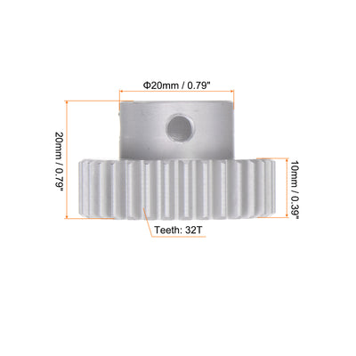 Harfington Step Spur Gear 12mm Inner Hole Pinion Gear 32T Mod 1 Aluminum Alloy Motor Gear