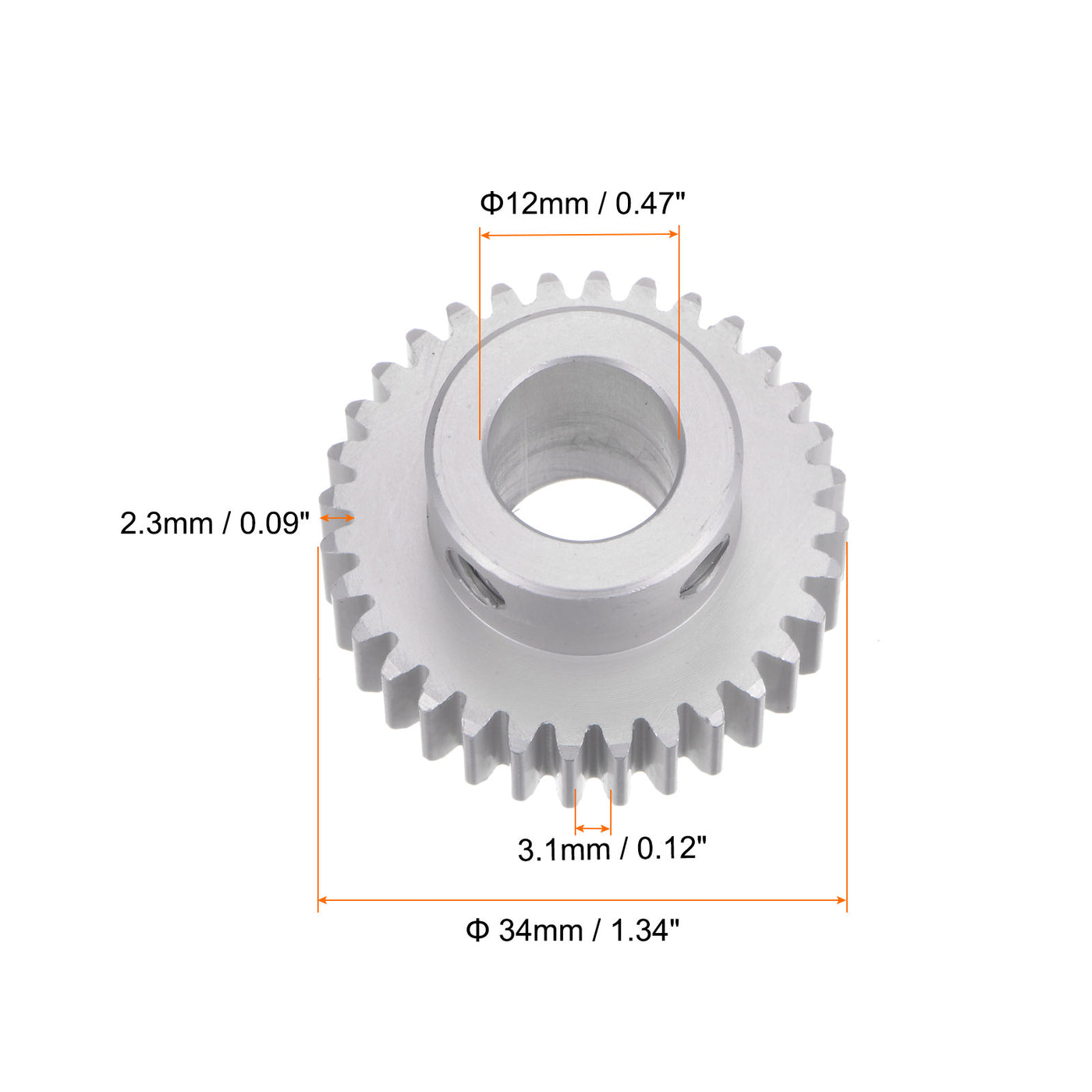 Harfington Step Spur Gear 12mm Inner Hole Pinion Gear 32T Mod 1 Aluminum Alloy Motor Gear