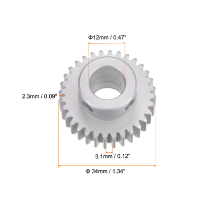 Harfington Step Spur Gear 12mm Inner Hole Pinion Gear 32T Mod 1 Aluminum Alloy Motor Gear