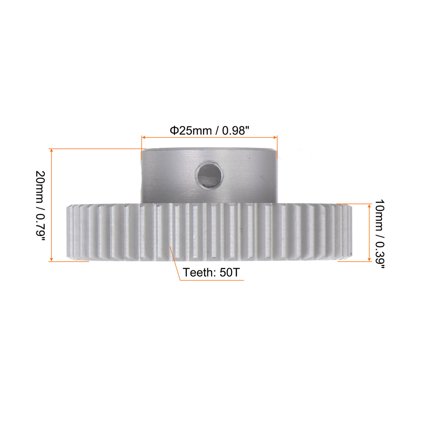 Harfington Step Spur Gear 10mm Inner Hole Pinion Gear 50T Mod 1 Aluminum Alloy Motor Gear