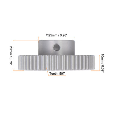 Harfington Step Spur Gear 10mm Inner Hole Pinion Gear 50T Mod 1 Aluminum Alloy Motor Gear