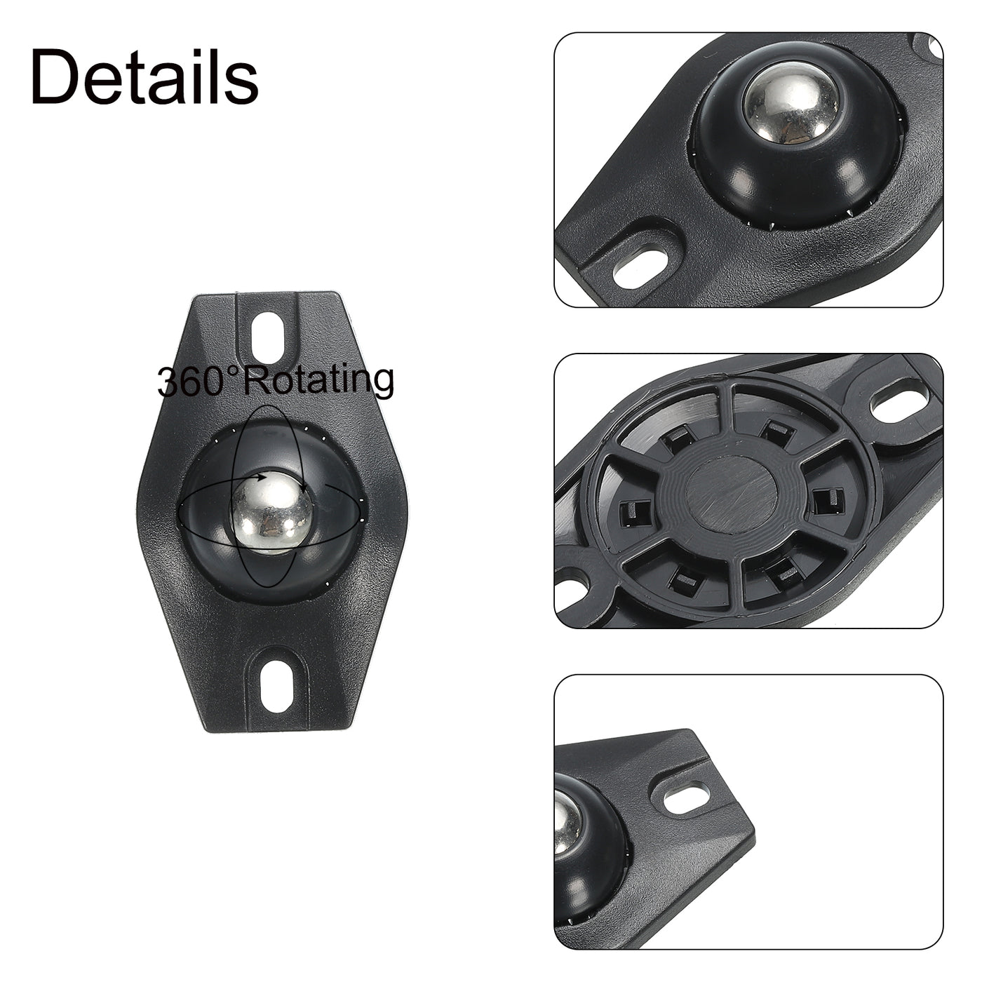 uxcell Uxcell Adhesive Mini Caster Wheels, (Black - 4Pcs) Swivel Universal Caster 360 Rotation Sticky Pulley for Bins, Storage Boxes, Furniture, Trash Can