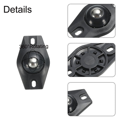 Harfington Uxcell Adhesive Mini Caster Wheels, (Black - 4Pcs) Swivel Universal Caster 360 Rotation Sticky Pulley for Bins, Storage Boxes, Furniture, Trash Can