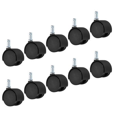 Harfington 1.5 Inch Swivel Casters, 10 Pack Nylon 360 Degree Universal Circlip Swivel Stem Wheels for Chair Furniture Replacement, Black