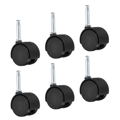 Harfington 1.5 Inch Swivel Stem Casters, 6 Pack Nylon 360 Degree Insert Swivel Stem Wheels for Chair Shelf Furniture Replacement, Black