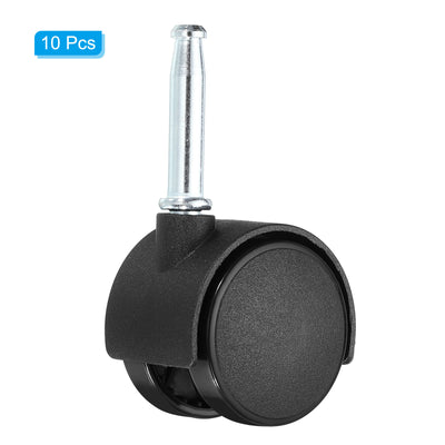 Harfington 1.5 Inch Swivel Stem Casters,10 Pack Nylon 360 Degree Insert Swivel Stem Wheels with Brake for Chair Shelf Furniture Replacement, Black