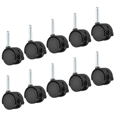 Harfington 1.5 Inch Swivel Stem Casters,10 Pack Nylon 360 Degree Insert Swivel Stem Wheels with Brake for Chair Shelf Furniture Replacement, Black