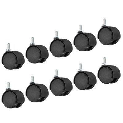 Harfington 1.5 Inch Stem Swivel Casters, 10 Pack Nylon 360 Degree Swivel Stem Wheels for Chair Desk Furniture Replacement, Black