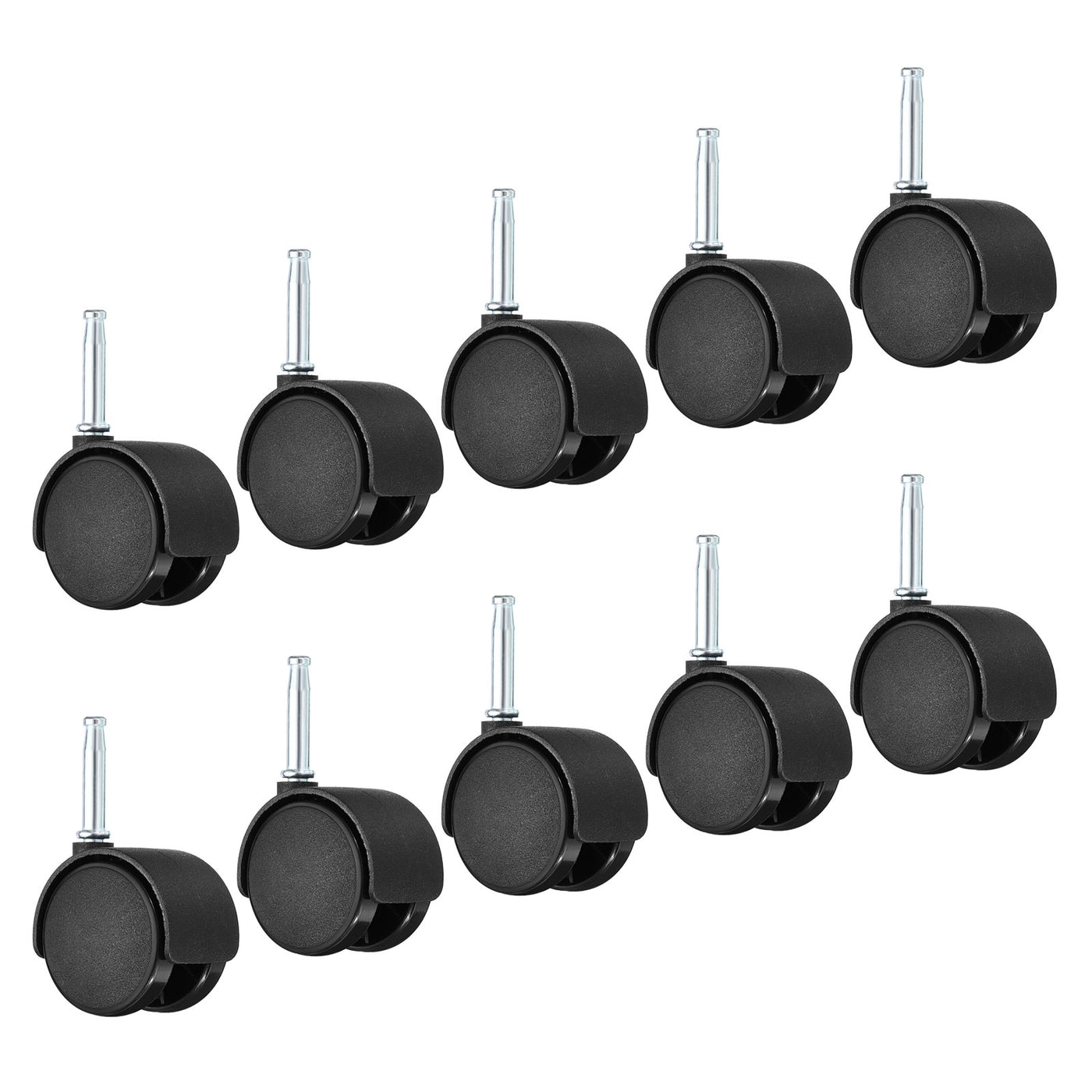 Harfington 2 Inch Swivel Stem Casters, 10 Pack Nylon 360 Degree Insert Swivel Stem Wheels for Chair Shelf Furniture Replacement, Black