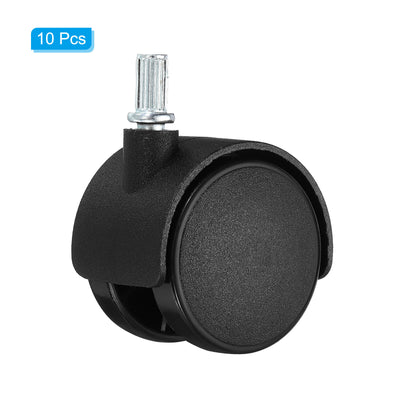 Harfington 2 Inch Stem Swivel Casters, 10 Pack Nylon 360 Degree Swivel Stem Wheels for Chair Desk Furniture Replacement, Black