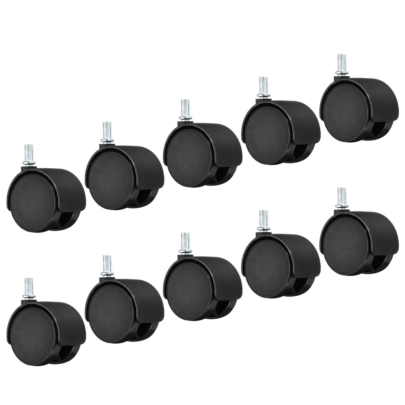 Harfington 2 Inch Stem Swivel Casters, 10 Pack Nylon 360 Degree Swivel Stem Wheels for Chair Desk Furniture Replacement, Black