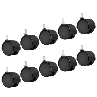 Harfington 2 Inch Stem Swivel Casters, 10 Pack Nylon 360 Degree Swivel Stem Wheels for Chair Desk Furniture Replacement, Black