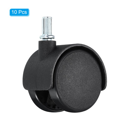 Harfington 2 Inch Stem Swivel Casters, 10 Pack Nylon 360 Degree Swivel Stem Wheels with Brake for Chair Desk Furniture Replacement, Black