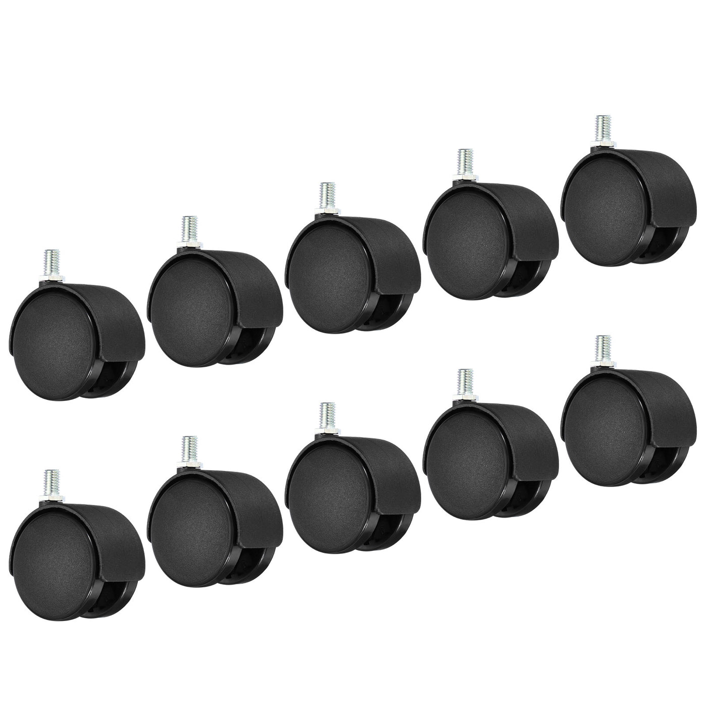 Harfington 2.4 Inch Swivel Casters, 10 Pack Nylon 360 Degree Threaded Swivel Stem Wheels Wire Shelving for Furniture Replacement, Black