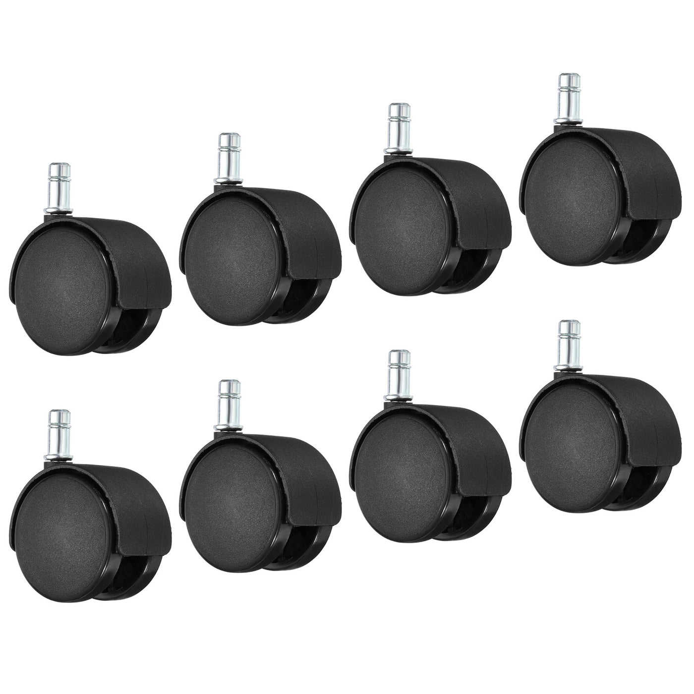 Harfington 2.4 Inch Swivel Casters, 8 Pack Nylon 360 Degree Universal Circlip Swivel Stem Wheels for Chair Furniture Replacement, Black