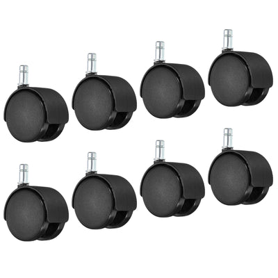 Harfington 2.4 Inch Swivel Casters, 8 Pack Nylon 360 Degree Universal Circlip Swivel Stem Wheels for Chair Furniture Replacement, Black