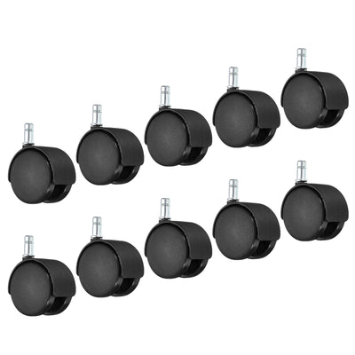 Harfington 2.4 Inch Swivel Casters, 10 Pack Nylon 360 Degree Universal Circlip Swivel Stem Wheels for Chair Furniture Replacement, Black