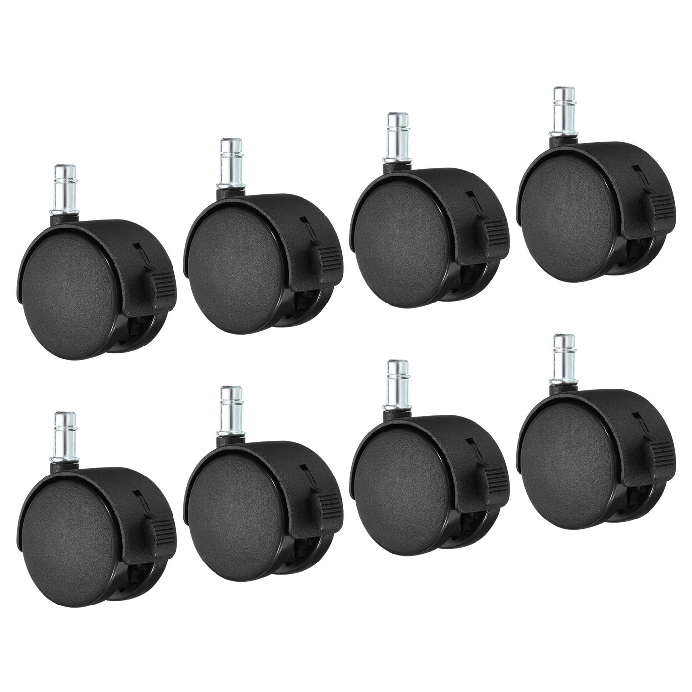 Harfington 2.5 Inch Swivel Casters, 8 Pack Nylon 360 Degree Universal Circlip Swivel Stem Wheels with Brake for Chair Furniture Replacement, Black