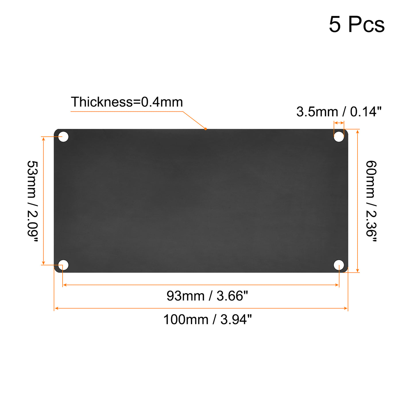 uxcell Uxcell 100x60mm Stainless Steel Blank Tags Engraving Blanks with 4 Hole, 5Pcs (Black)