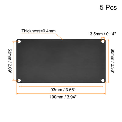 Harfington Uxcell 100x60mm Stainless Steel Blank Tags Engraving Blanks with 4 Hole, 5Pcs (Black)