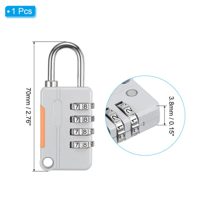 Harfington 4 Digit Combination Lock with Security Cable, 1 Set Outdoor Padlock 1.6Ft Steel Lock Chain for Locker Luggage Bike, Gray