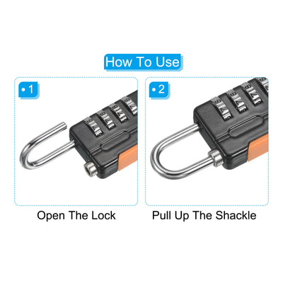 Harfington 4 Digit Combination Lock with Security Cable, 1 Set Outdoor Padlock 1.6Ft Steel Lock Chain for Locker Luggage Bike, Black