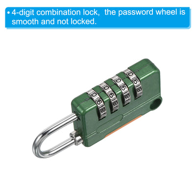 Harfington 4 Digit Combination Lock with Security Cable, 1 Set Outdoor Padlock 1.6Ft Steel Lock Chain for Locker Luggage Bike, Green