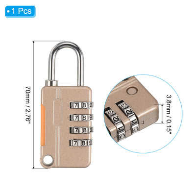 Harfington 4 Digit Combination Lock with Security Cable, 1 Set Outdoor Padlock 1.6Ft Steel Lock Chain for Locker Luggage Bike, Rose Gold