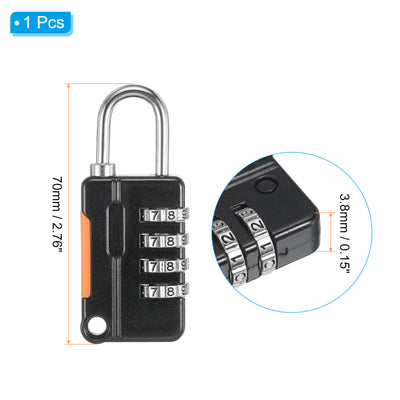 Harfington 4 Digit Combination Lock with Security Cable, 1 Set Outdoor Padlock 3Ft Steel Lock Chain for Locker Luggage Bike, Black