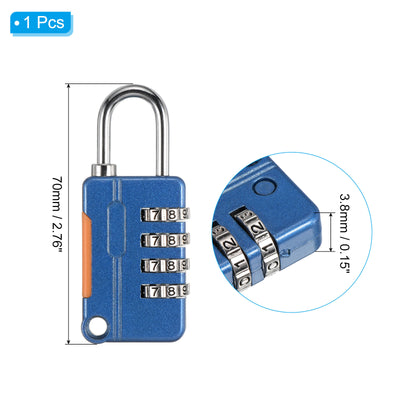 Harfington 4 Digit Combination Lock with Security Cable, 1 Set Outdoor Padlock 5Ft Steel Lock Chain for Locker Luggage Bike, Blue