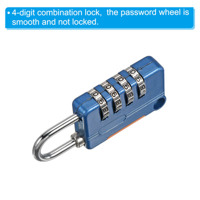 Harfington 4 Digit Combination Lock with Security Cable, 1 Set Outdoor Padlock 5Ft Steel Lock Chain for Locker Luggage Bike, Blue