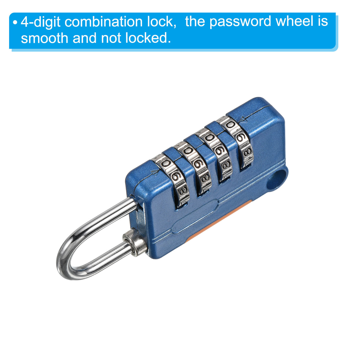 Harfington 4 Digit Combination Lock with Security Cable, 1 Set Outdoor Padlock 6.5Ft Steel Lock Chain for Locker Luggage Bike, Blue