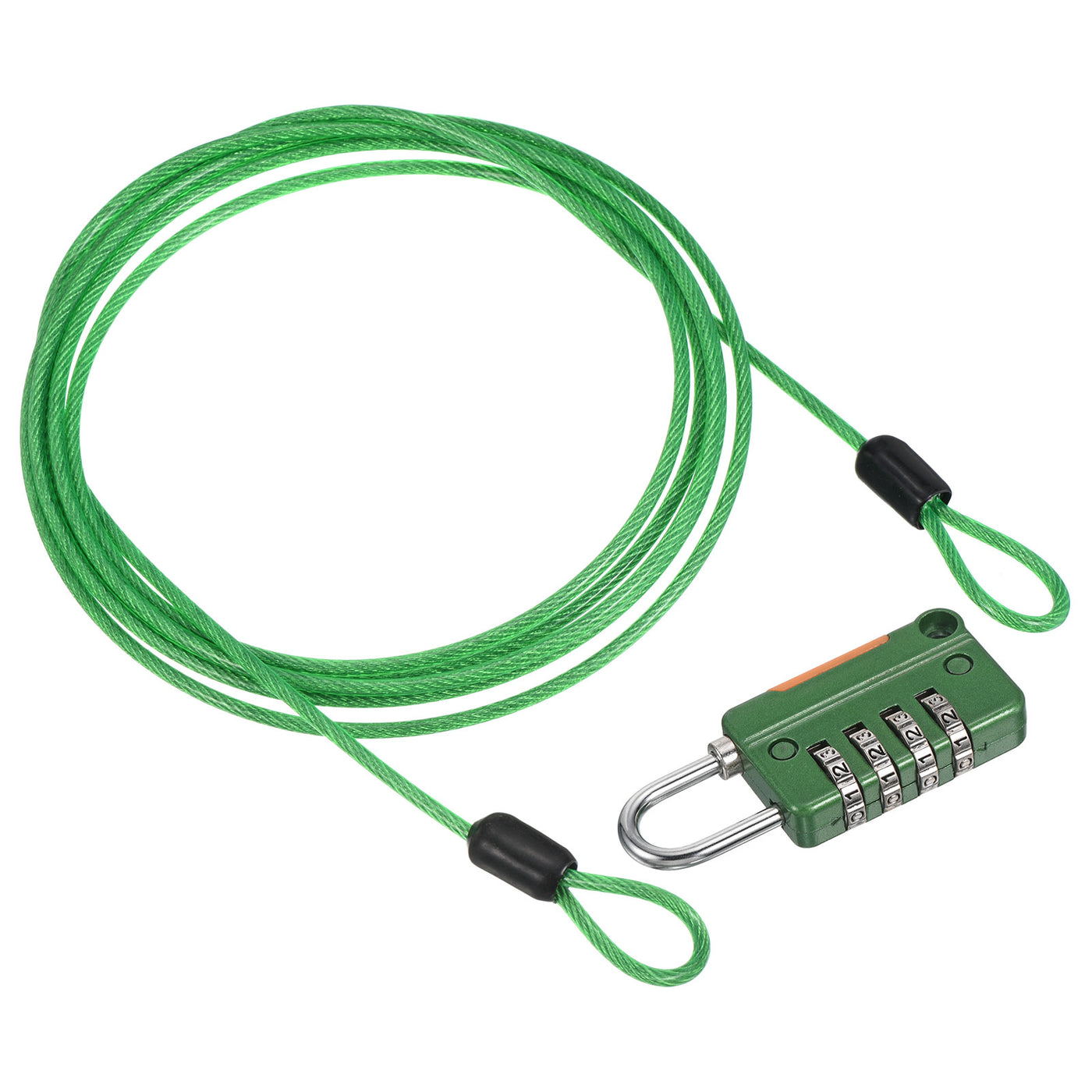 Harfington 4 Digit Combination Lock with Security Cable, 1 Set Outdoor Padlock 6.5Ft Steel Lock Chain for Locker Luggage Bike, Green