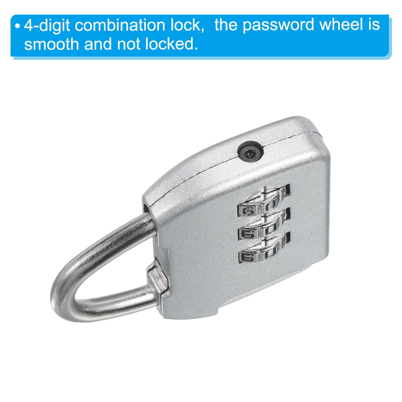 Harfington 3 Digit Combination Padlock with Security Steel Cable, 1 Set Travel Lock 1.6Ft Silver Tone Lock Chain for Suitcase Luggage Silver