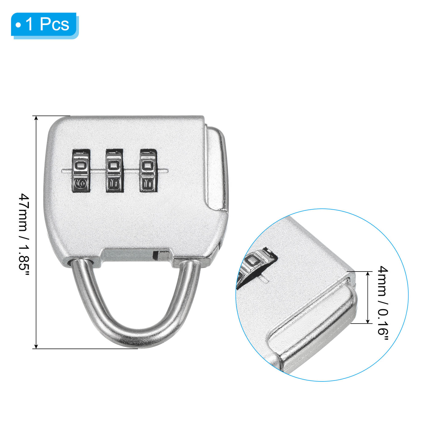 Harfington 3 Digit Combination Padlock with Security Steel Cable, 1 Set Travel Lock 1.6Ft Green Lock Chain for Suitcase Luggage, Silver