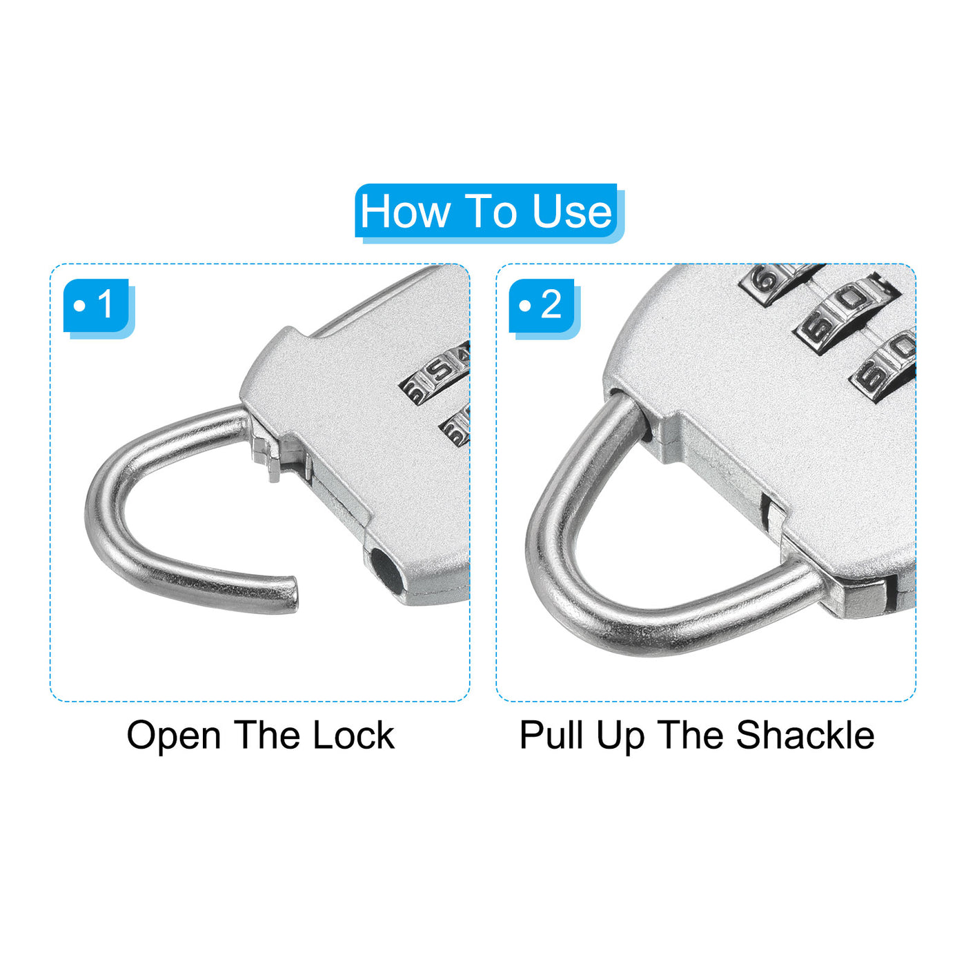 Harfington 3 Digit Combination Padlock with Security Steel Cable, 1 Set Travel Lock 1.6Ft Green Lock Chain for Suitcase Luggage, Silver