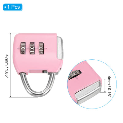 Harfington 3 Digit Combination Padlock with Security Steel Cable, 1 Set Travel Lock 1.6Ft Orange Lock Chain for Suitcase Luggage Pink