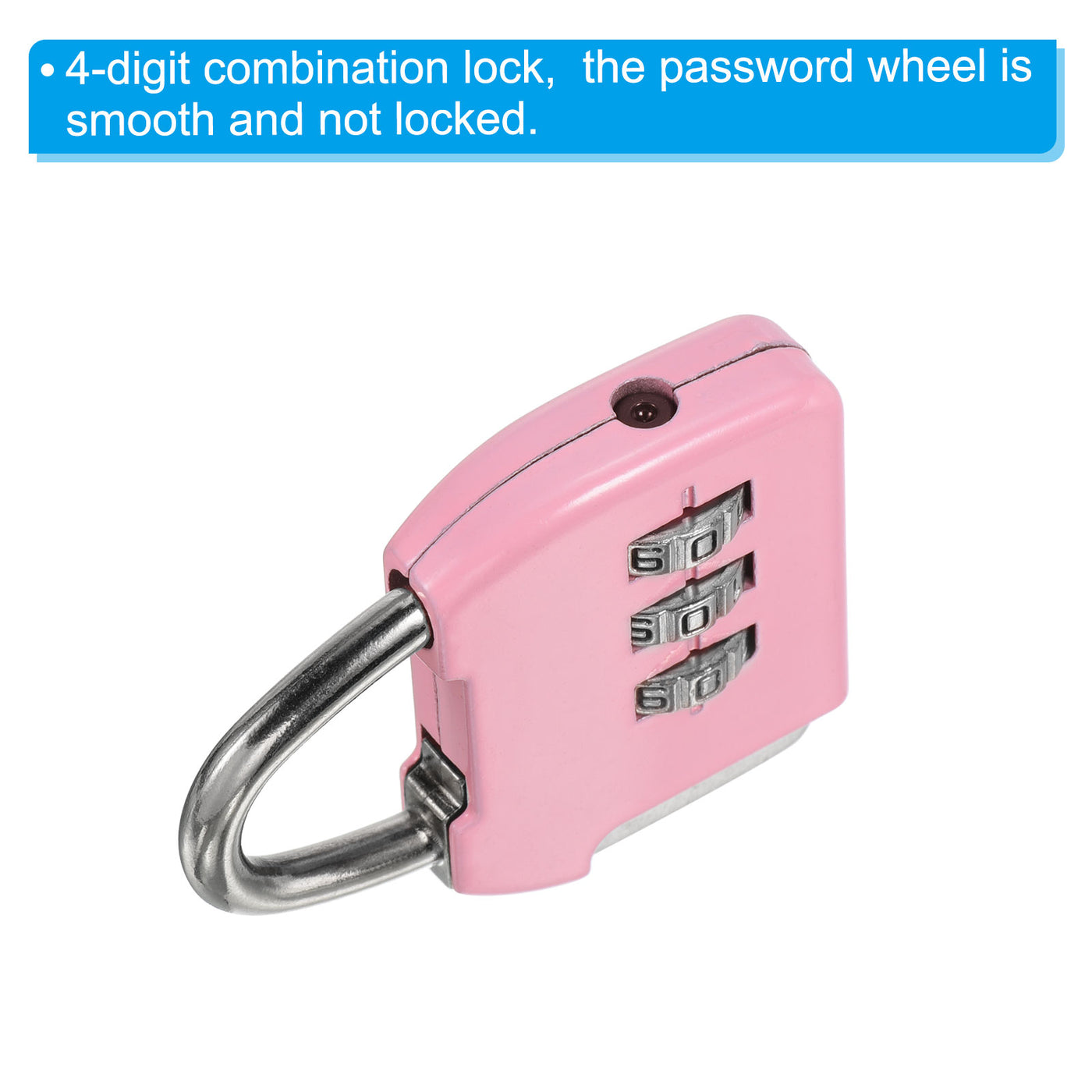 Harfington 3 Digit Combination Padlock with Security Steel Cable, 1 Set Travel Lock 1.6Ft Orange Lock Chain for Suitcase Luggage Pink