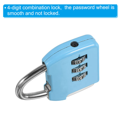 Harfington 3 Digit Combination Padlock with Security Steel Cable, 1 Set Travel Lock 5Ft Blue Lock Chain for Suitcase Luggage Sky Blue