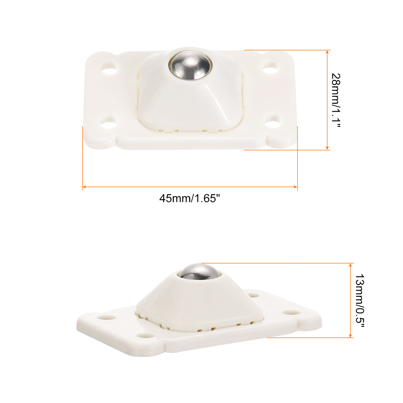 uxcell Uxcell 4Stk Selbstkleber Lagerung Rack Rad 45x28 mm ABS Gehäuse und Edelstahl Roller Wagen Rad für Schiebend Lagerbox(Weiß)